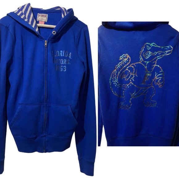 Pink Victoria's Secret Blue zipped lightweight hoodie Florida Gators sz M - Picture 2 of 8